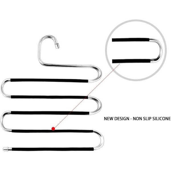 3-pakkaus housuteline, tilaa säästävät S-tyypin vaateripustimet, housutelineet ja järjestäjät huiveille, farkuille, vaatteille, housuille, pyyhkeille