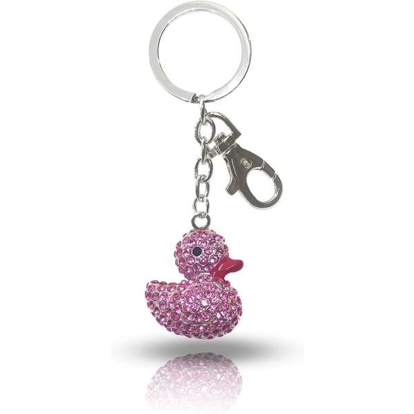 Rosa gummianka nyckelring Bling väska charm Happy gummianka Rhin