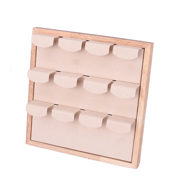 Øreringsholder Smykke Display Bakke Ørestikholder - 2stk (beige, mørkegrå)