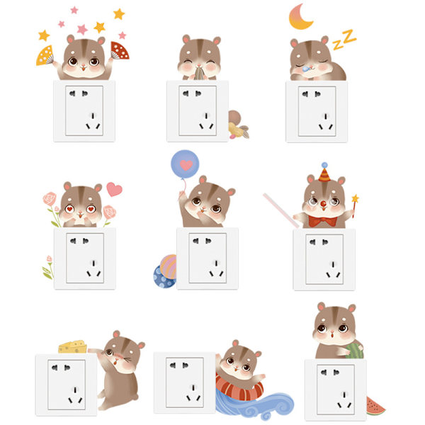 Avtagbart strömbrytardekal, söta kattväggdekaler strömbrytare DIY