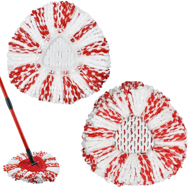 Mikrokuitu Mopipäät, Uudelleenkäytettävät Mopipäät Vileda Turbo 3 in 1 EasyWring&Clean Spin Mopille, Pestävät Vaihto Mopipäät Liinat 2 kpl (Punainen)