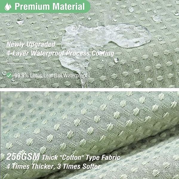 Grön Duschdraperi - Våffel Texturerad Tjock Tyg Duschdraperier för Badrum, Lyxig Viktad Polyester Tyg Badgardin Set 80cm*180cm