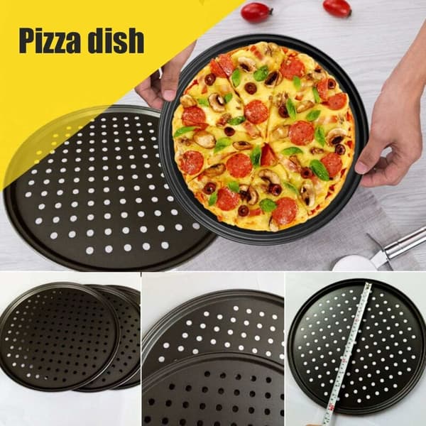 Rund perforeret non-stick pizzaplade 32X1.5cm Sort