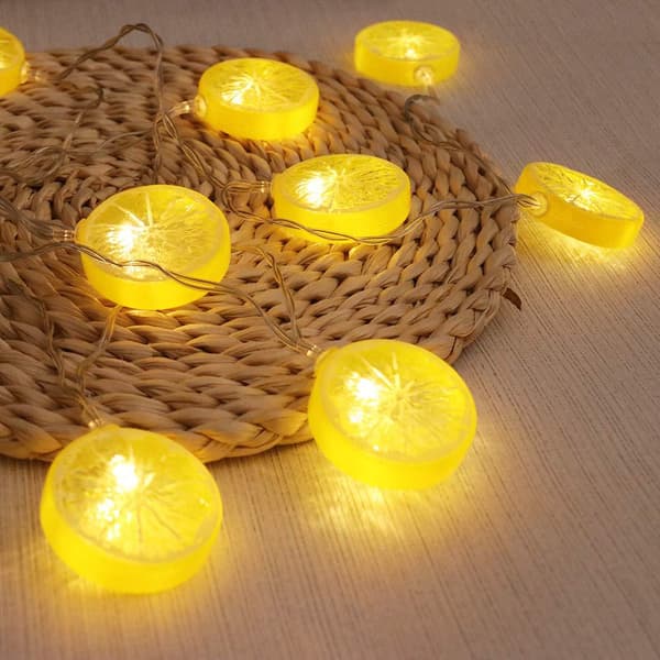 Citronformede Fe-lys, 3M 20 LED USB-lyskæde, til bryllup