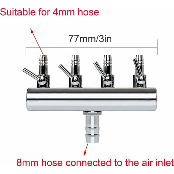 4-veis akvarie oksygen luftstrøm splitter akvarie luftstrøm splitter fisketank luftkontrollventil akvariekontrolldistributørslange akvarie luftpumpeaccessoirer——V