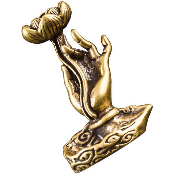Kobber Retro Røgelse Brænder Buddha Hånd Form Hjem Ornament