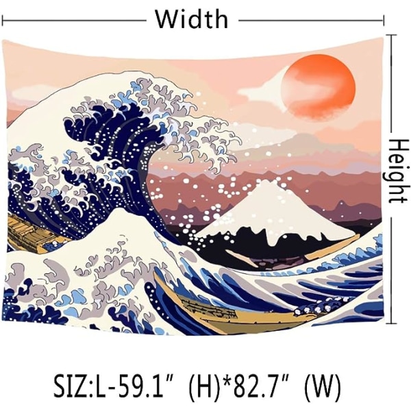 The Great Wave Tapestry, Mount Fuji Wall Tapestry, Japanska oceanen