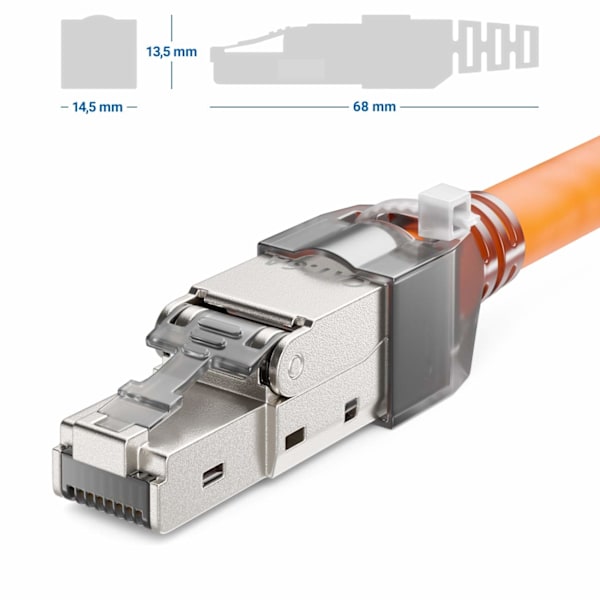 4x CAT 6a Verktøyfri RJ45 Nettverkskontakt med LSA-tilkobling for Stive Installasjonskabler 10Gbps Skjermet LAN-Kabel Nettverkskabelkontakt Metall