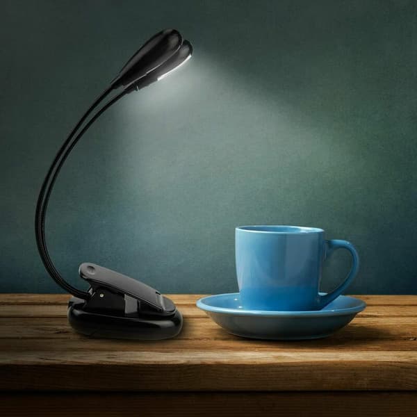 Musikkstativlampe Klipslampe 2 Doblearmer 4 LED Fleksibel Lampe B