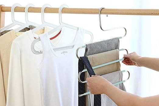 6 stk. skridsikre S-formede rustfrit stål bøjler til bukser, jeans