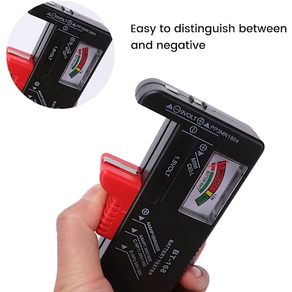 BT-168 Universal Batteritestare, Analog Batteritestare Batterikontroll, Batterilivslängdstestare, för AA, AAA, C, D, 9V, 1.5V, Knappcellsbatterier