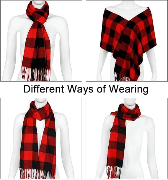 2 stycken varma rutiga sjal och wraps i tartan för kvinnor vinter