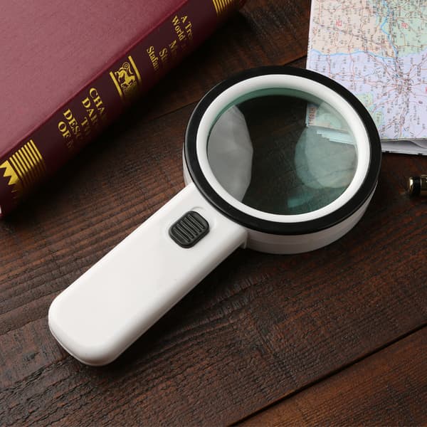 1 stk. Lighted Reading Magnifier, 30X forstørrelsesglas med 12 LED-lys