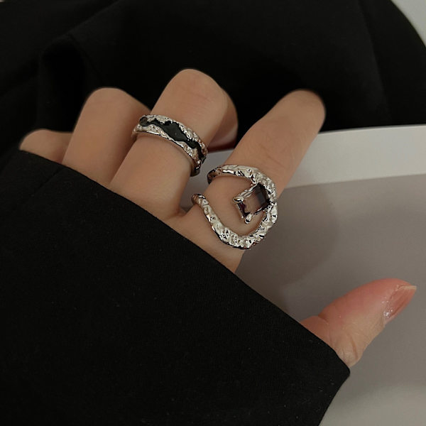 Graderad Stenring, Öppen Ring för Kvinnor, 3-pack