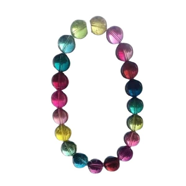 Naturlig Multicolor Turmalin Runde Ædelstensperler Elastisk Armbånd