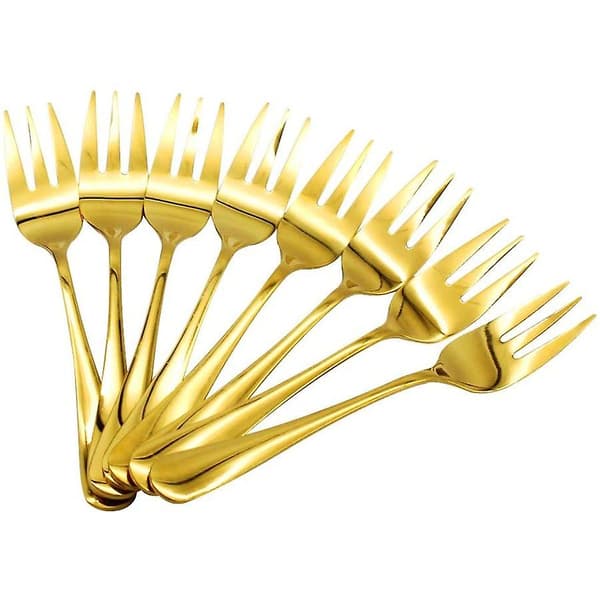 8 st Essential Dessert Forks, Rostfritt Stål, Guld