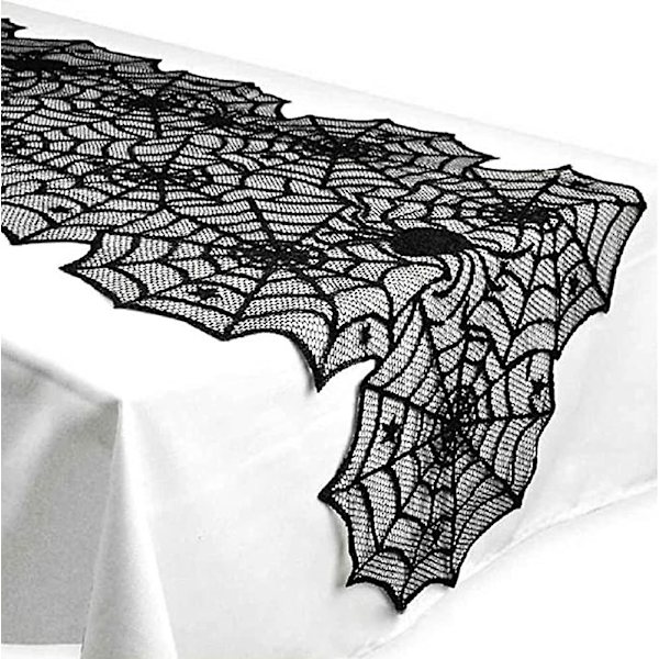 Halloween bordsduk dekorationer, svart spindelnät bordsduk