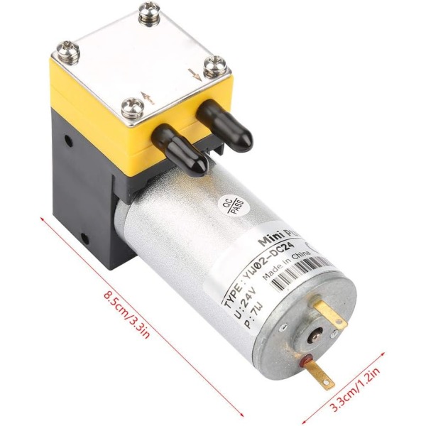 24V membranpumpe, 0,4-1L/min mini luftpumpe vakuumpumper, ultra-