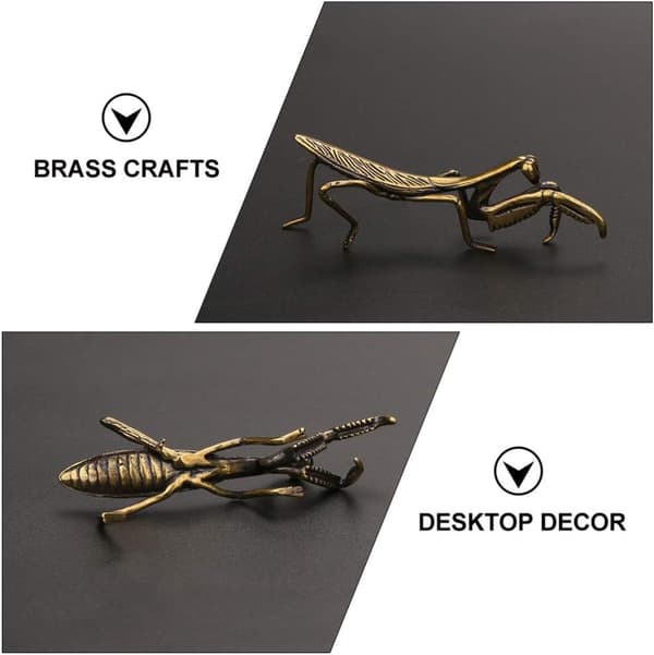 Kobber Beded Mantis Feng Shui Messing Statue Hageskulptur for