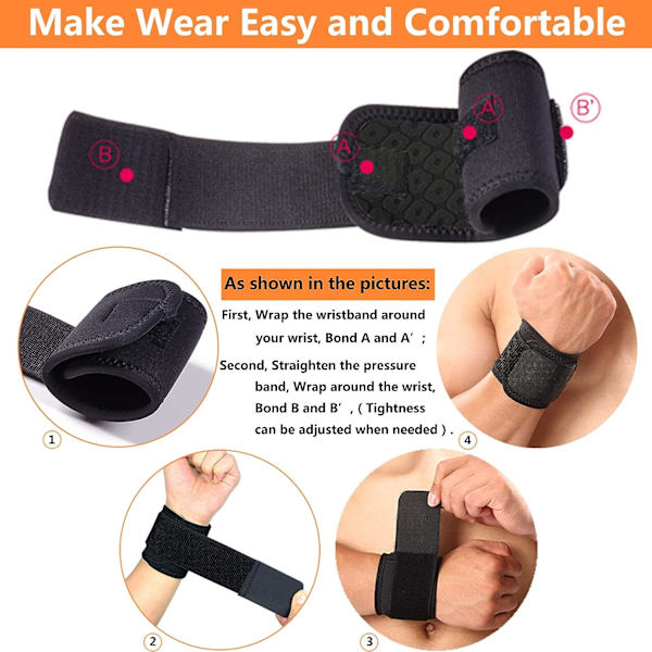 Handledsskydd, 2-PACK handledsbandage för karpaltunnel för kvinnor och män. handledsremmar för tyngdlyftning, träning