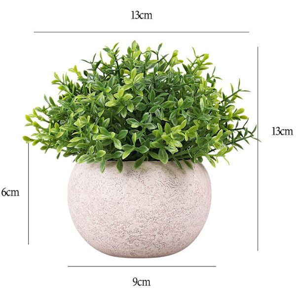 Kunstig plante innendørs, kunstige planter i plast med grå potte Kunstig gressdekor