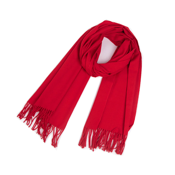 Women's Winter Scarf Warm and Wide Shawl Stole Foulard 200 x 65 cm, Red