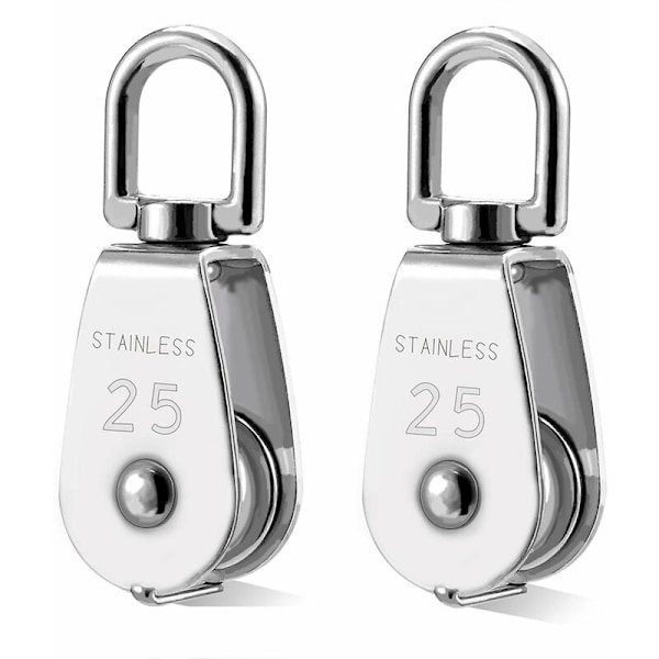 2 stk 304 rustfritt stål trinse M25 løftetrinse lastevalse