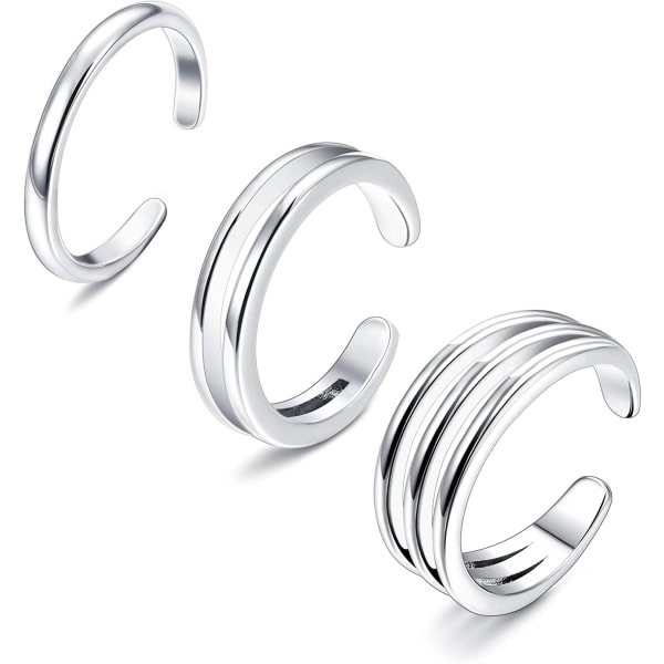 3Pcs Minimalist Toe Rings Set Simple Open Thin Band Ring Adjustable for Women Gi