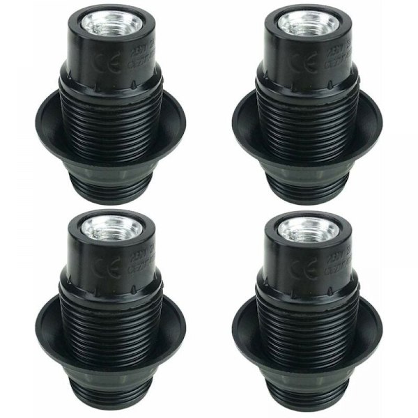 Sort E14 Pæreholder, 4 stk. E14 Fatning, E14 Fatning Pære, Solid Pære Fatning, Sort Fatning Adapter