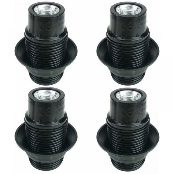 Svart E14 Lamphållare, 4 stycken E14 Socklar, E14 Sockellampa, Solid Lampsockel, Svart Sockeladapter