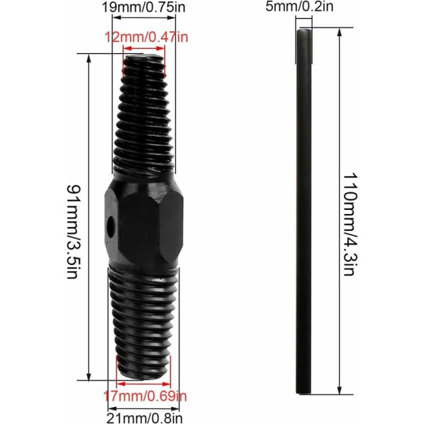 Dubbelhuvudskruvextraktor, Svart Ventilskruvextraktor, Tillverkad Av