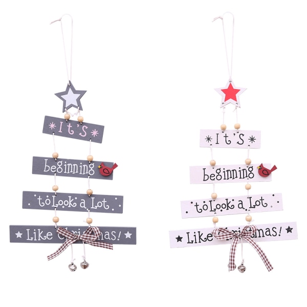 Christmas Trähänge hängande dörrdekorationer Xmas Tree Home Party Ornaments
