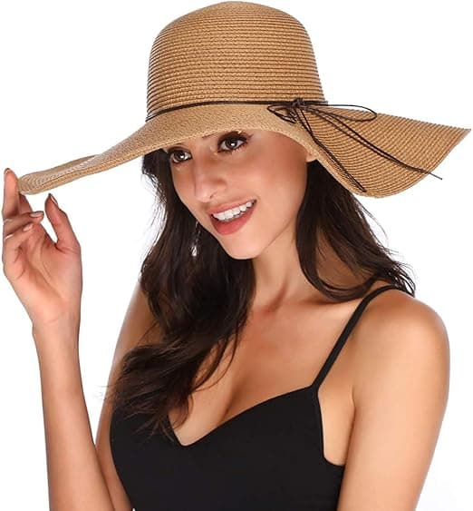 Dame Floppy Hat Halm Hat Bredskygget Solhatte Åndbar Foldbar
