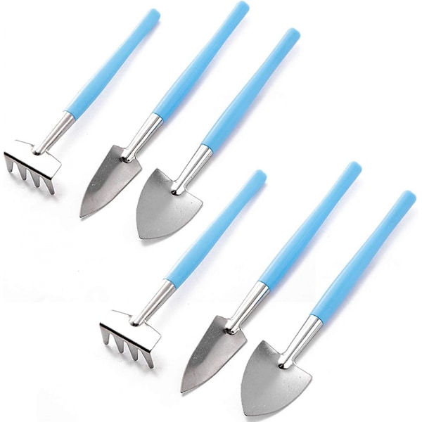 Mini hageverktøy, 6 stk mini hageverktøysett, håndspade spade rake hage