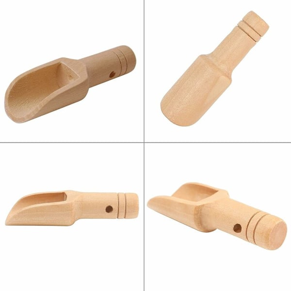 8 st kryddmått, liten badsaltssked, mini träskyffel