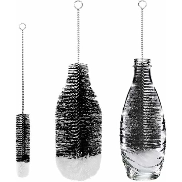 2-pack Flaskborste Rengöringsborstar Flaskborste Avancerad Rengöring för Glasflaskor Termos Babyflaskor och Koppar.