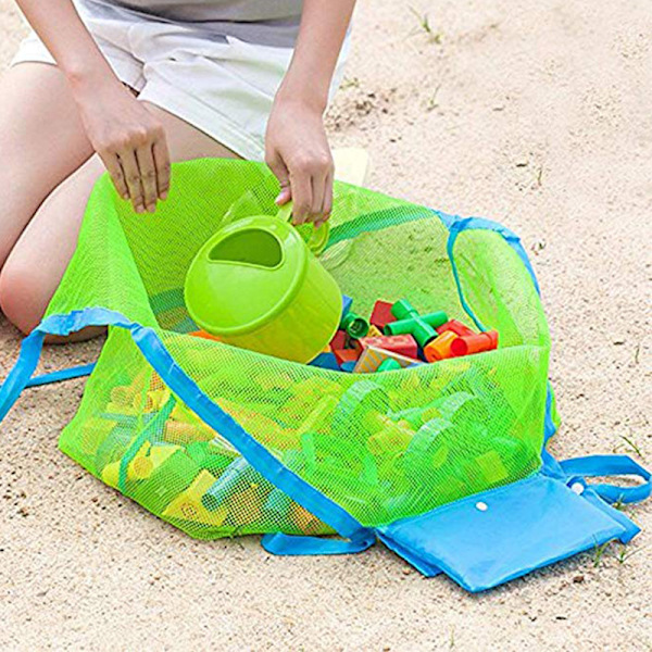 Stor strandlegetøjspose væk fra sandposelegetøj Organizer, sammenklappelig L