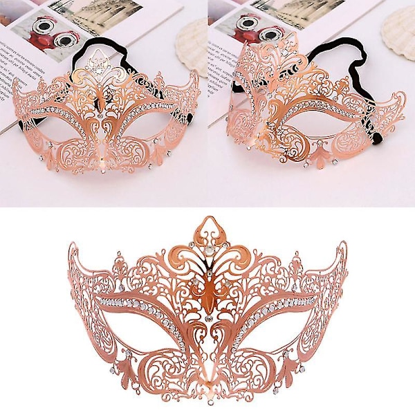 Venetiansk metallmask inlagd borr Högkvalitativ maskeradmask prestandarekvisita