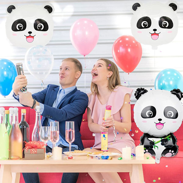 Panda folie balloner, 3 stk. folie balloner panda fødselsdag dekorationer til børn drenge piger panda tema fødselsdagsfest baby shower fest favoriserer