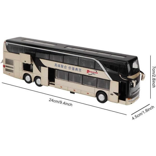 Legerad dubbeldäckare bussmodell leksak, elektrisk 1:50 tillbakadragande bilar C