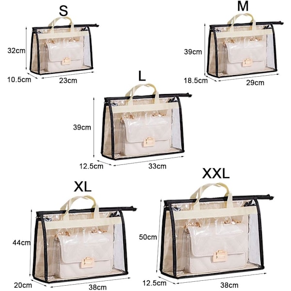 Handväskförvaring, Handväskförvaringsväska Transparent Dammsäker Handväskförvaringsväska för Hängande Garderob med Dragkedja (5-pack)