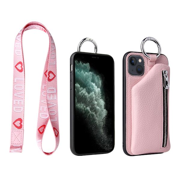 Lompakko Kotelo iPhone 13 Kotelo, iPhone 13 Kotelo, vaaleanpunainen