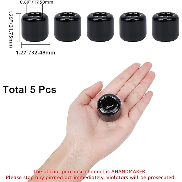 Set med 5 Keramiska Ljushållare för Klockspel, 17,5 mm Svarta Rituella Ljushållare, Perfekt för Ritualer, Vaka, Spådom, Häxkonst