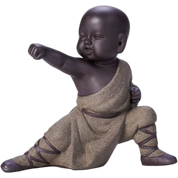 Miniatyr Buddha-figur i keramik, liten söt Buddha-staty, munkfigur, kreativt hantverk, babydockor, prydnader, kinesisk delikat present, konst och hantverk i keramik, kung fu-små munkar