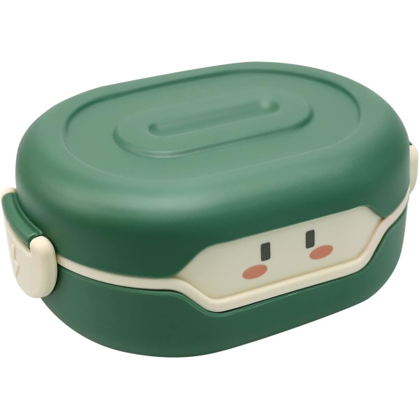 1 Styck Grön Kid Bento Lunchbox, 2 Fack Läcksäker Portab