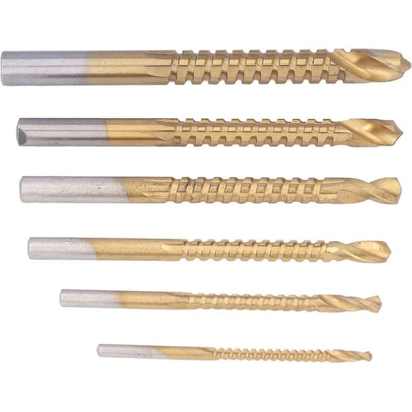 6 stk. Drill Chuck Trebearbeiding Serrated Drill Bit Høyhastighetsstål