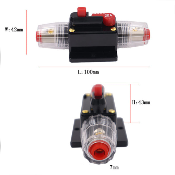 12-24V DC 80A Auton Audio Virtakatkaisin Sulakepesällä