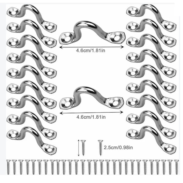 20 kappaletta kajakin kannelle soljet silmälevy 4mm ruostumaton teräs Marine kannelle solki kyttyrä muoto kiinteä solki 40 kappaletta ruuveja kajakki kanootti Ri