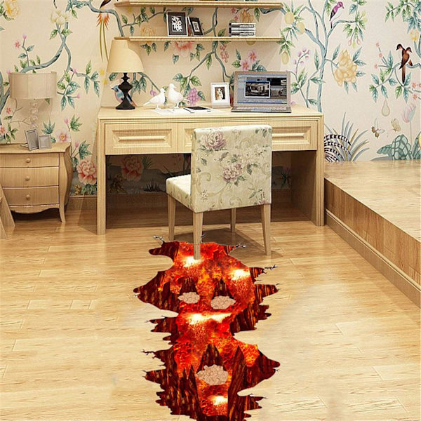 3D Lava Lattiatarra Irrotettava Vinyyli Liekki ja Lava Taustakuva