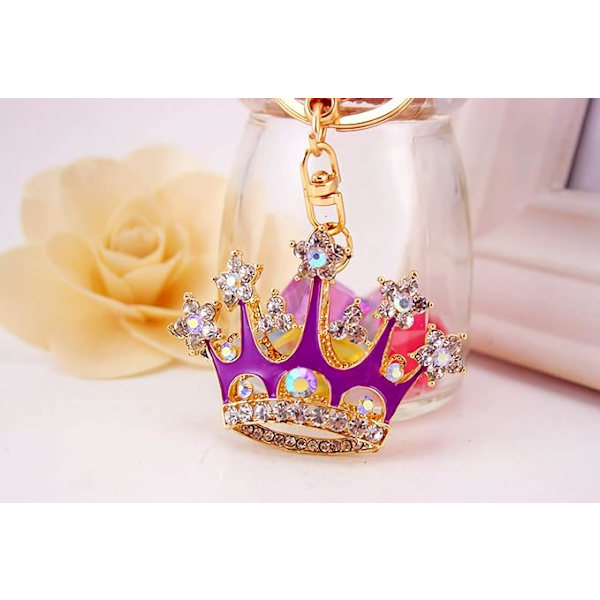 Shiny Queen Crown Keychain Crystal Blingbling Keyring Rhinestones